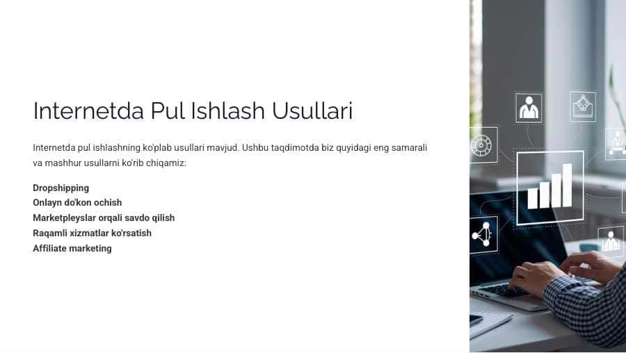 BIZNES REJA. INTERNETDAN PUL ISHLASH YO'LLARI.