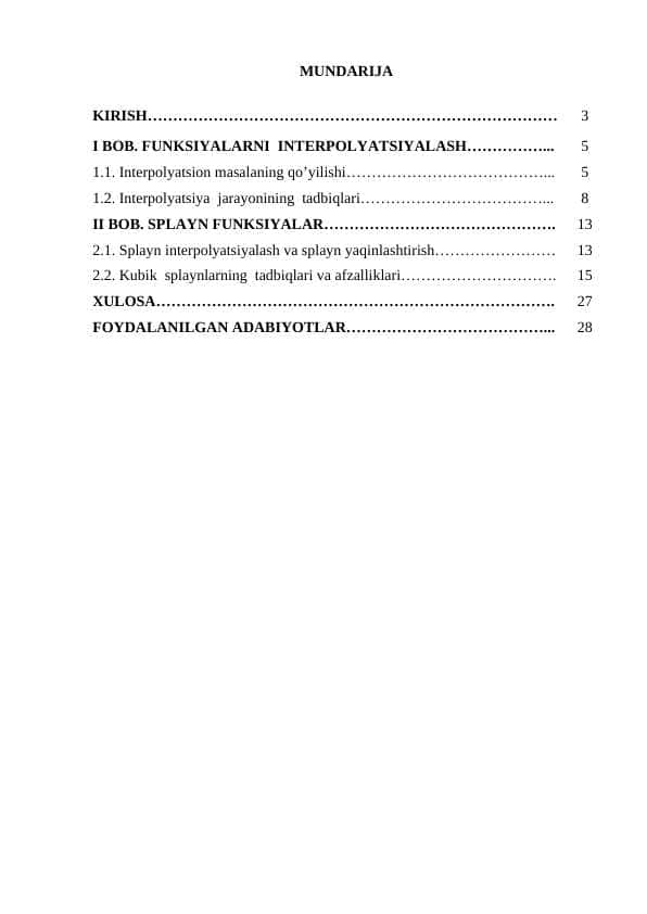 Interpolyatsion kubik splaynlar