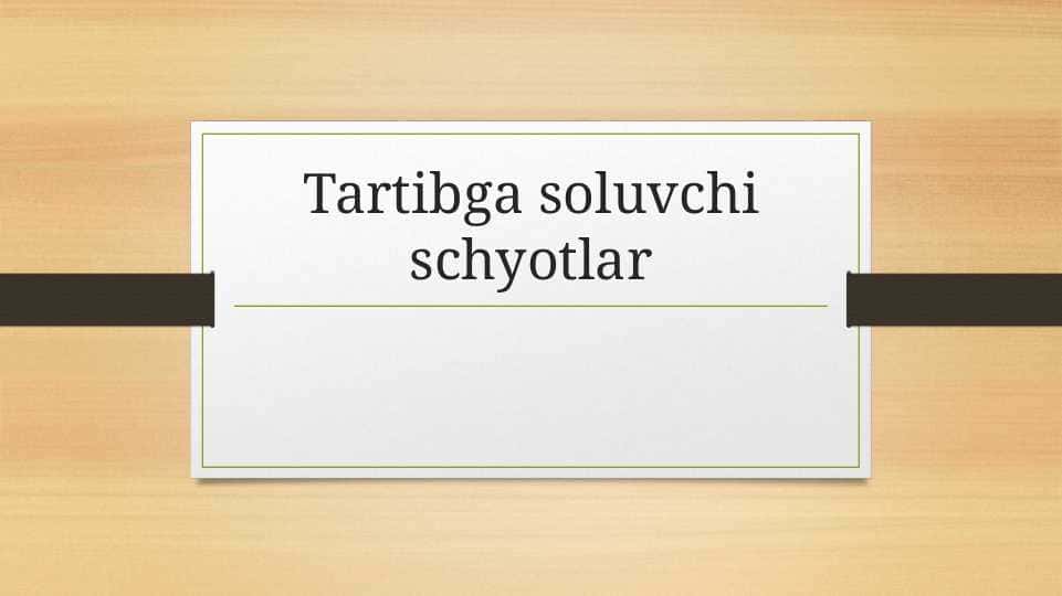 Tartibga soluvchi schyotlar