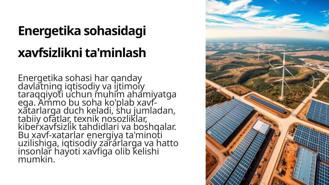Energetika sohasidagi xavfsizlikni ta'minlash