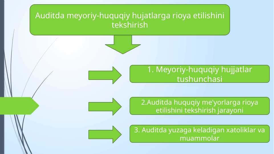 Auditda meyoriy-huquqiy hujatlarga rioya etilishini tekshirish t.pptx