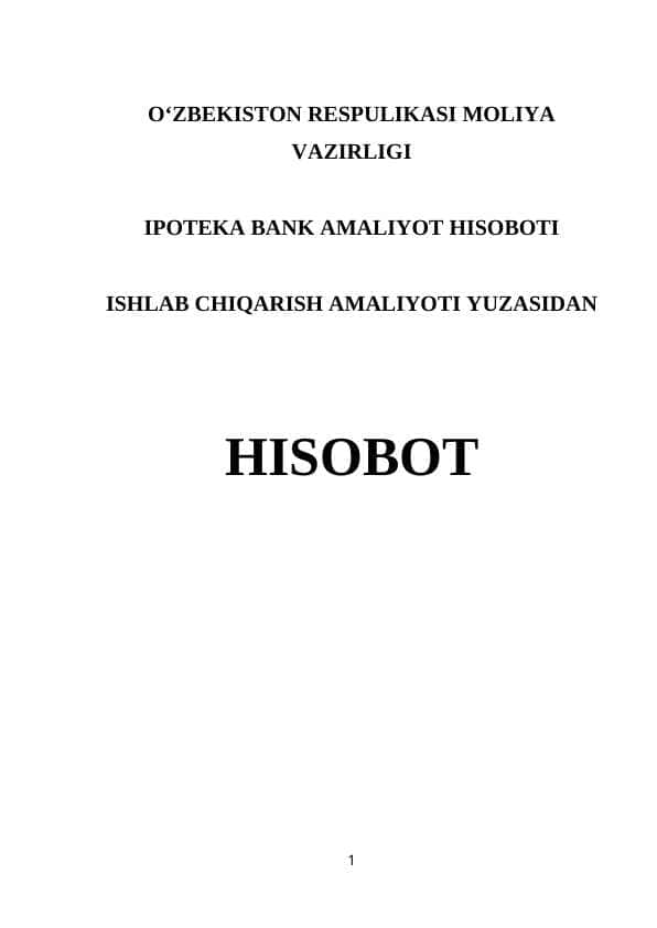 IPOTEKA BANK AMALIYOT HISOBOTI