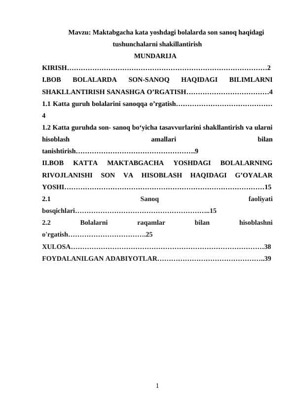 Maktabgacha kata yoshdagi bolalarda son sanoq haqidagi tushunchalarni shakillantirish K.docx