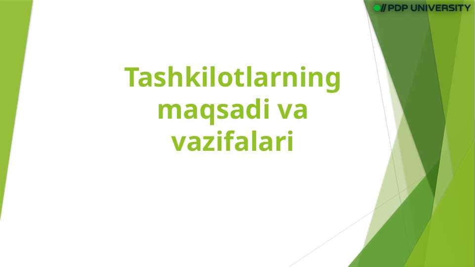 Tashkilotlarning maqsadi va vazifalari