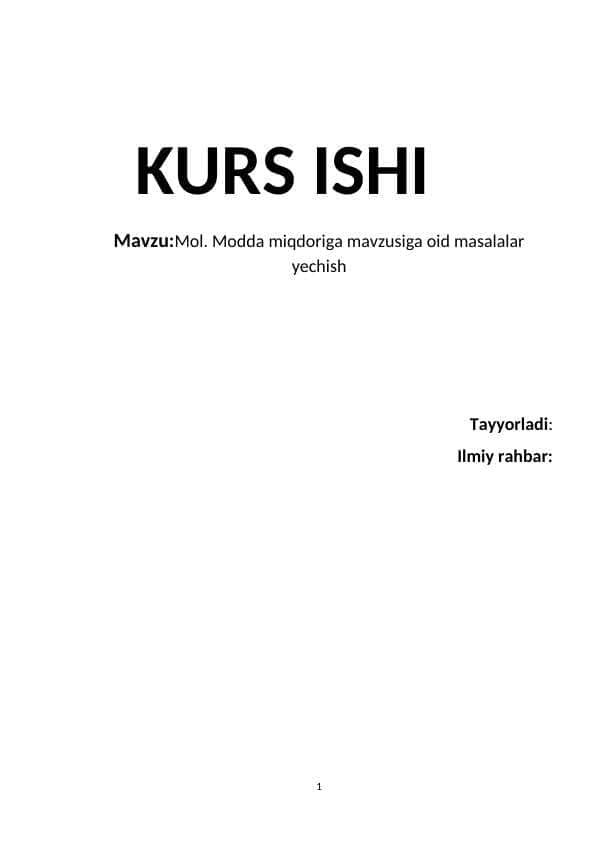 Modda miqdoriga mavzusiga oid masalalar yechish k.docx