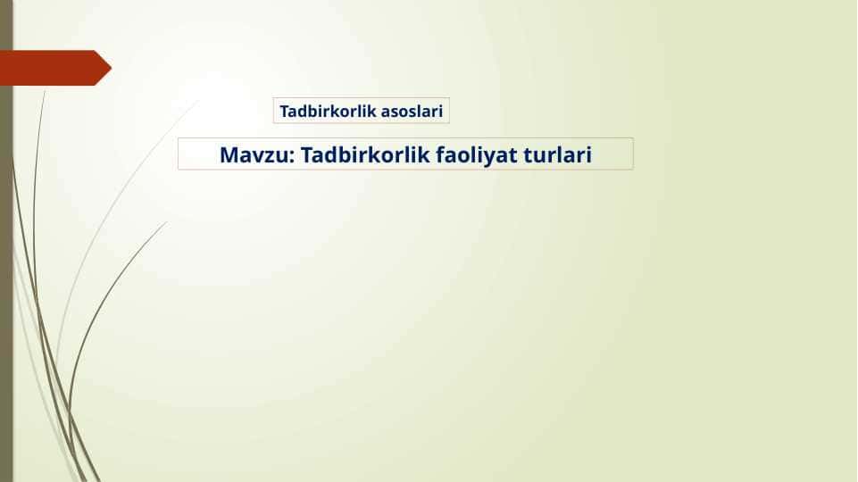 Tadbirkorlik faoliyat turlari