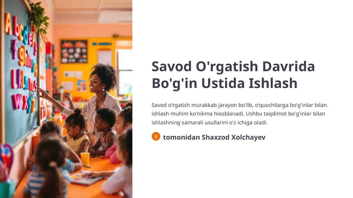 Savod O'rgatish Davrida Bog'in Ustida Ishlash