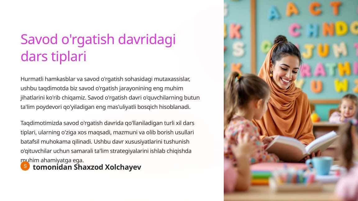 Savod o'rgatish davridagi dars tiplari
