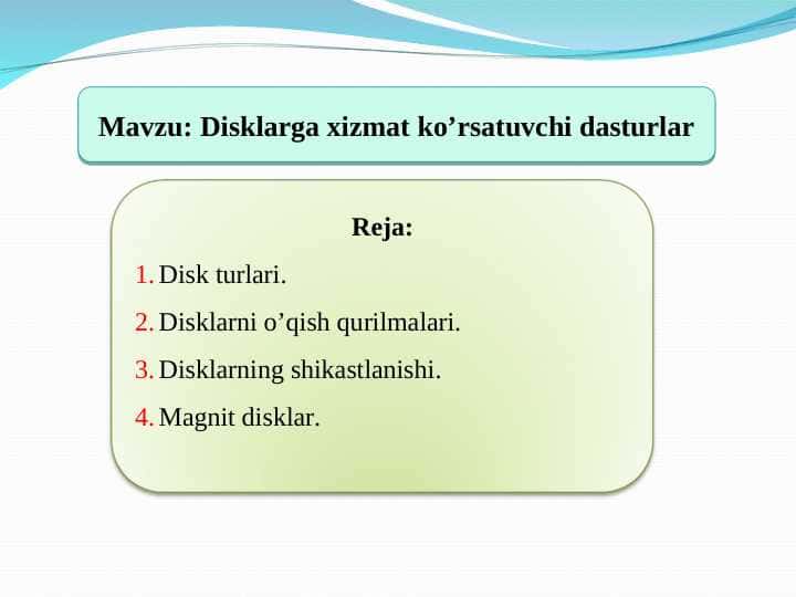 Disklarga xizmat ko'rsatuvchi dasturlar