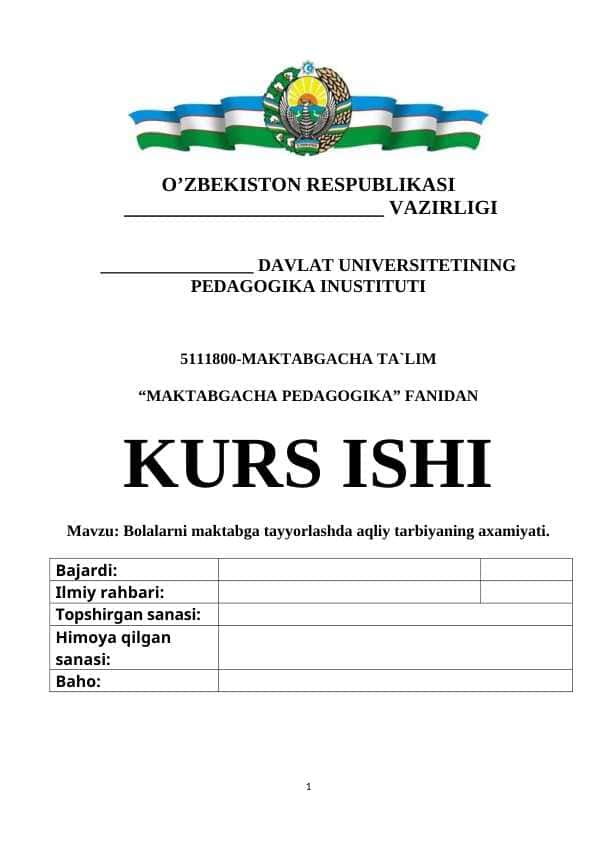 Bolalarni maktabga tayyorlashda aqliy tarbiyaning axamiyati