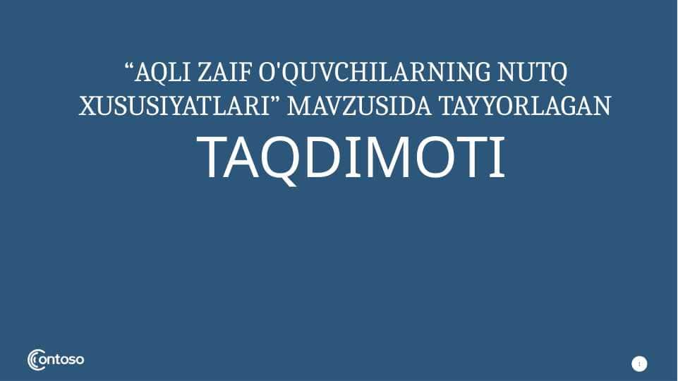 Aqli zaif o'quvchilarning nutq xususiyatlari