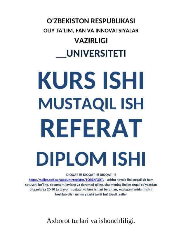 Axborot turlari va ishonchliligi.