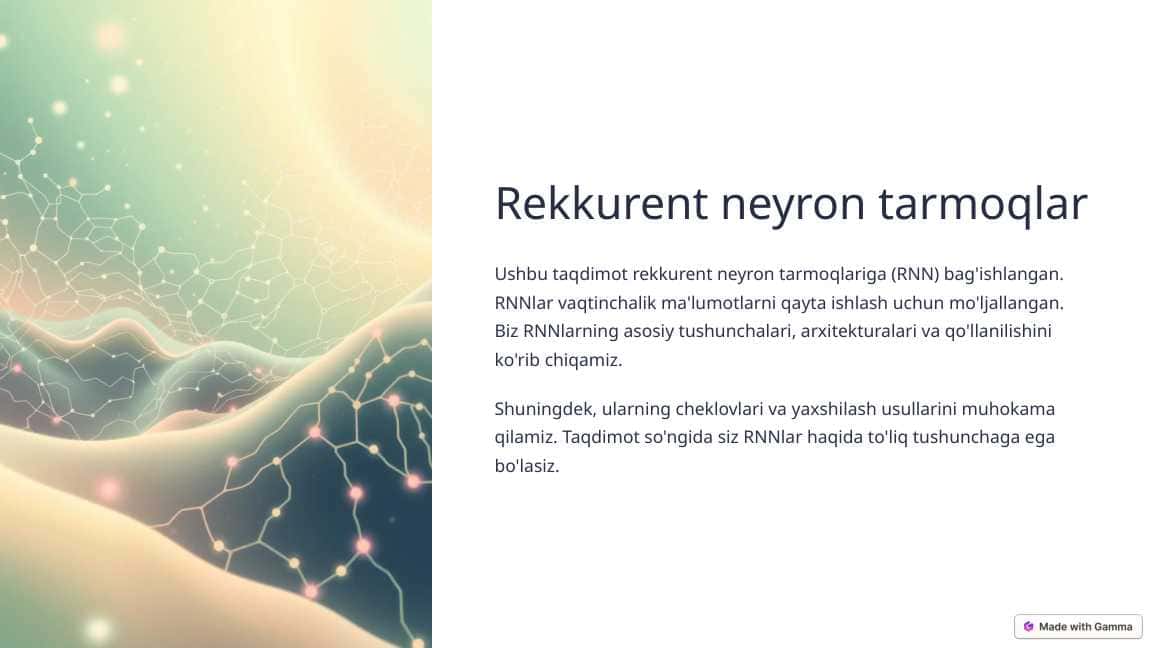Rekkurent neyron tarmoqlar