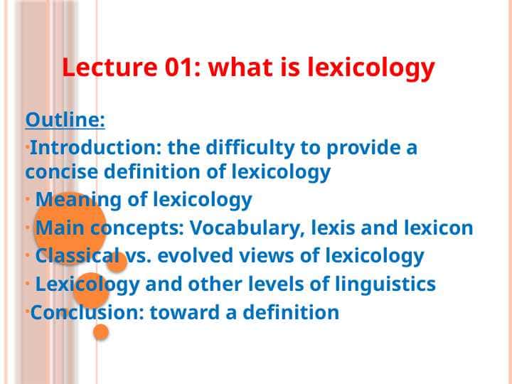 what is lexicology
