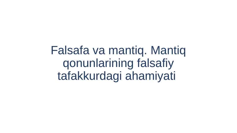 Falsafa va mantiq