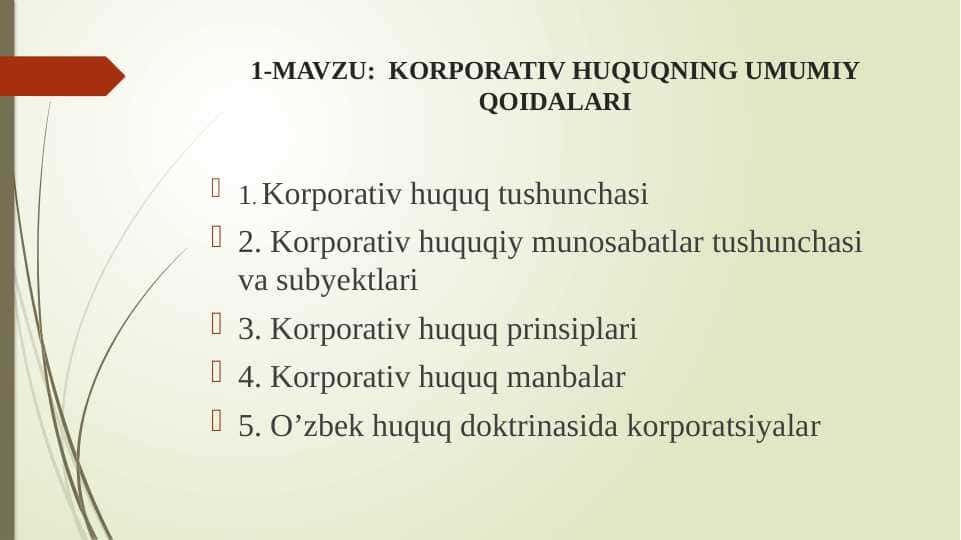 Korporativ huquqning umumiy qoidalari
