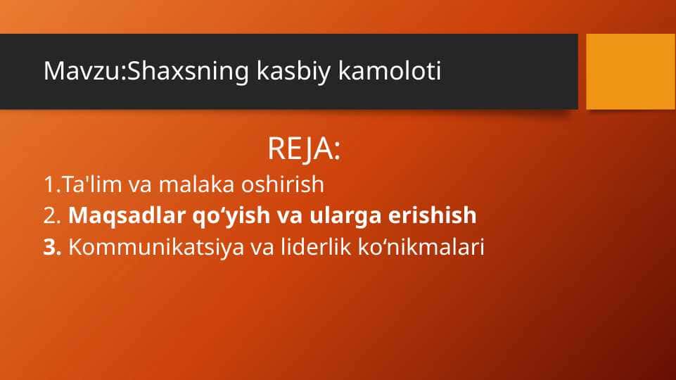 Shaxsning kasbiy kamoloti