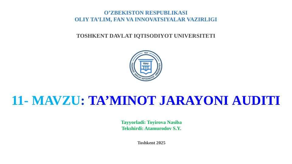 TA’MINOT JARAYONI AUDITI