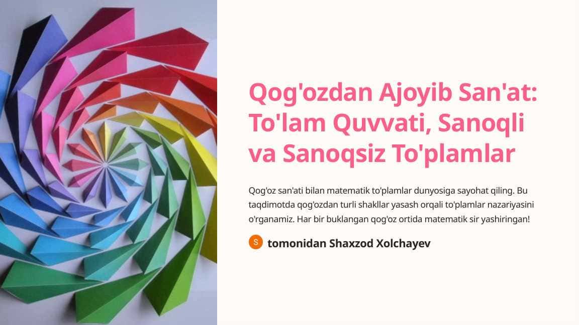 Qog'ozdan Ajoyib San'at To'lam Quvvati, Sanoqli va Sanoqsiz To'plamlar