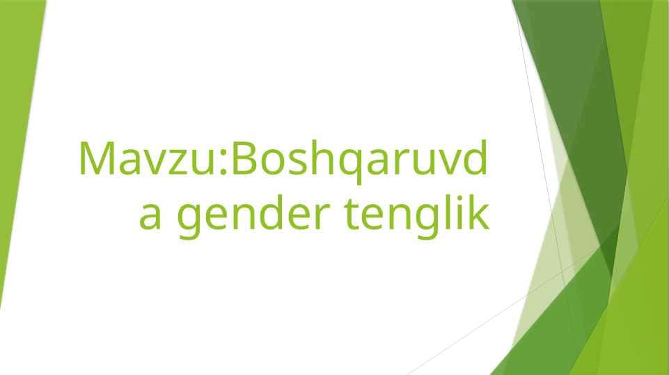 Boshqaruvda gender tenglik