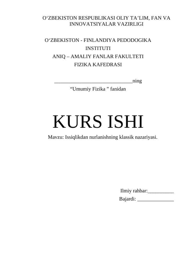 Issiqlikdan nurlanishning klassik nazariyasi