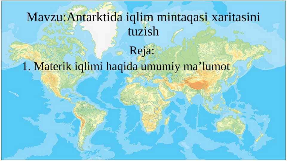 Antarktida iqlim mintaqasi xaritasini tuzish
