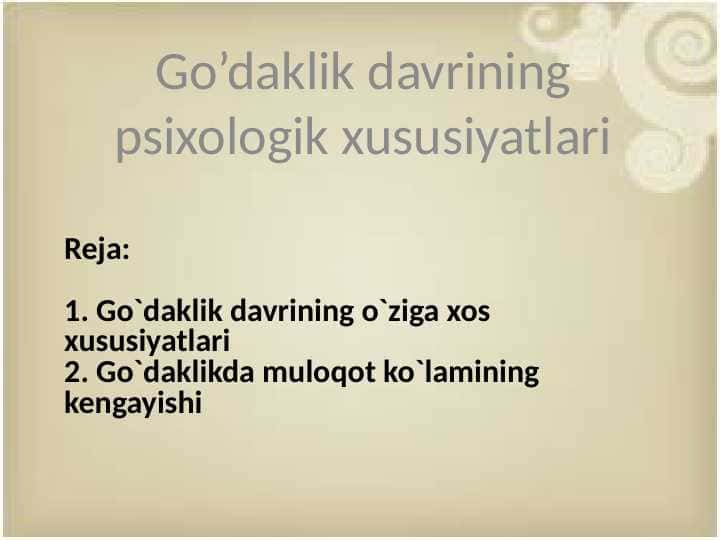 go'daklik davri
