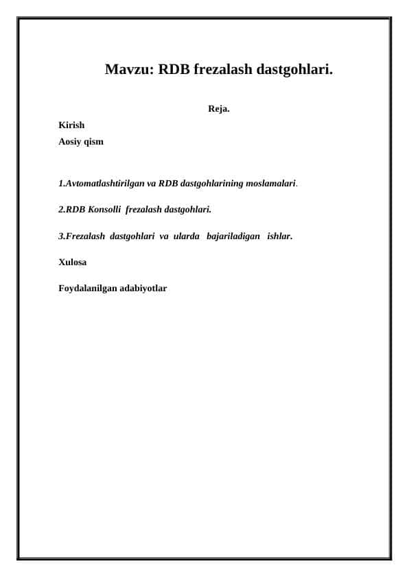 RDB frezalash dastgohlari.