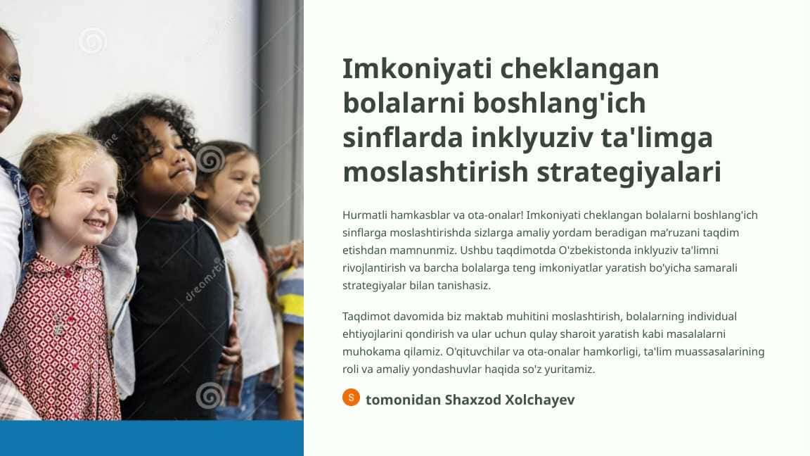 Imkoniyati cheklangan bolalarni boshlang'ich sinflarda inklyuziv ta'limga moslashtirish strategiyalari