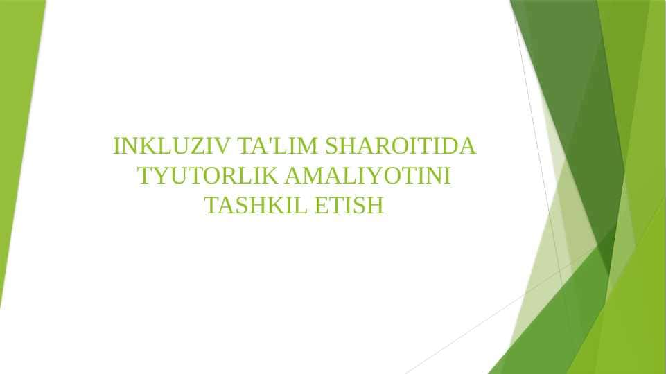INKLUZIV TA'LIM SHAROITIDA TYUTORLIK AMALIYOTINI TASHKIL ETISH