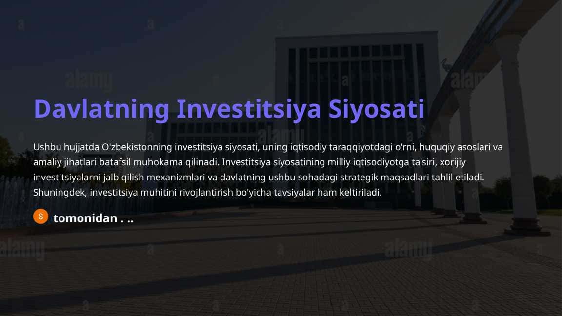 Davlatning Investitsiya Siyosati