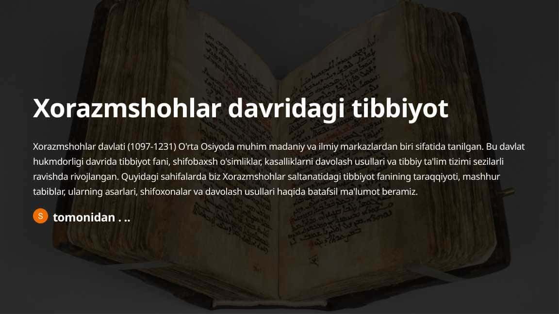 Xorazmshohlar davridagi tibbiyotXorazmshohlar davridagi tibbiyot
