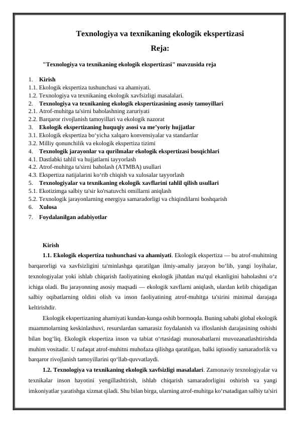 Texnologiya va texnikaning ekspertizasi