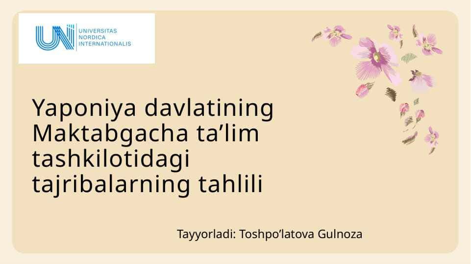 Yaponiya maktabgacha ta'lim tizmi tahlili