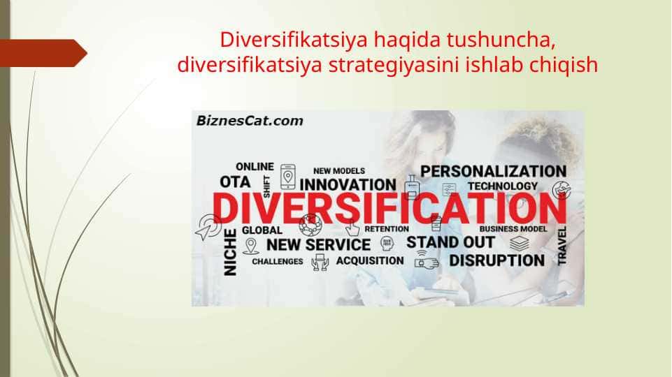 Diversifikatsiya haqida tushuncha, diversifikatsiya strategiyasini ishlab chiqish