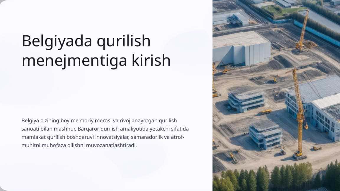 Belgiyada qurilish menejmentiga kirish