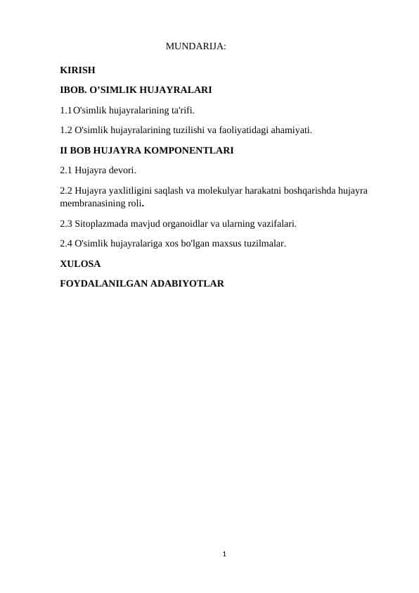 O’SIMLIK HUJAYRALAR
