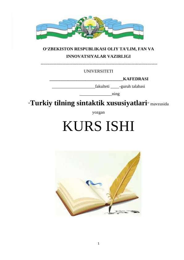 Turkiy tilning sintaktik xususiyatlari