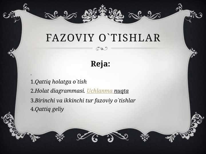 fazoviy o`tishlar