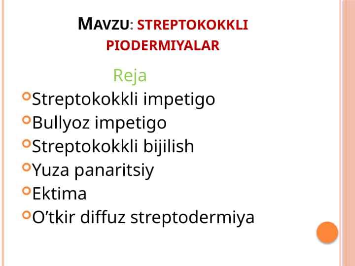 streptokokkli piodermiyalar
