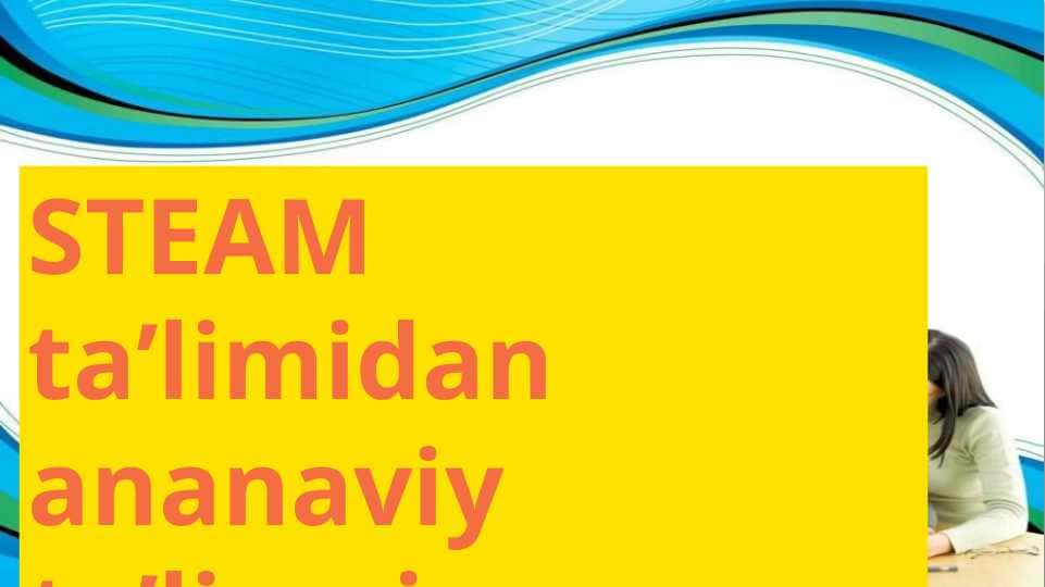 STEAM taʼlimidan ananaviy taʼlimning farqlari