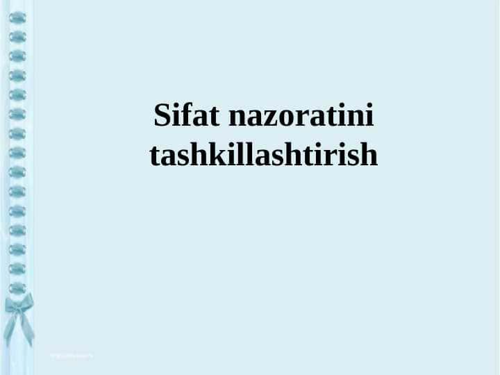Sifat nazoratini tashkillashtirish