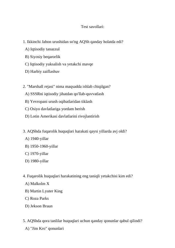 Amerika 30 test