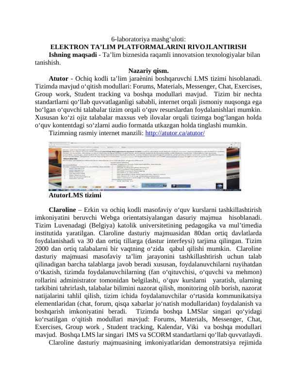 ELEKTRON TA’LIM PLATFORMALARINI RIVOJLANTIRISH