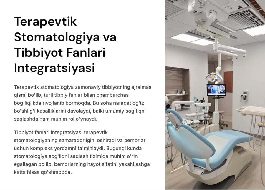 Terapevtik stomatologiyaning boshqa tibbiyot fanlari bilan aloqasi.