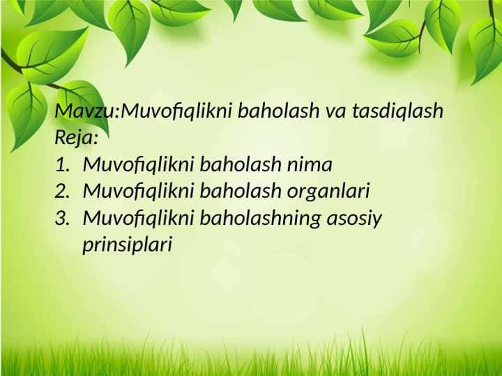 Muvofiqlikni baholash va tasdiqlash
