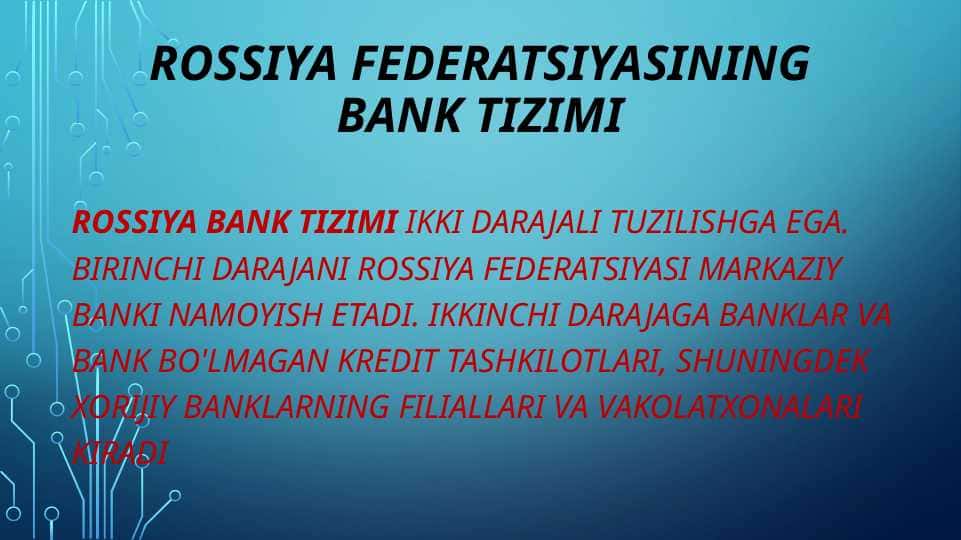 Rossiya Federatsiyasining bank tizimi