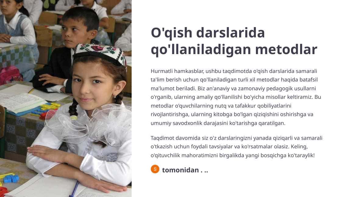 O'qish darslarida qo'llaniladigan metodlar
