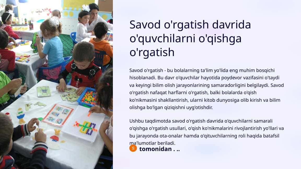 Savod o'rgatish davrida o'quvchilarni o'qishga o'rgatish