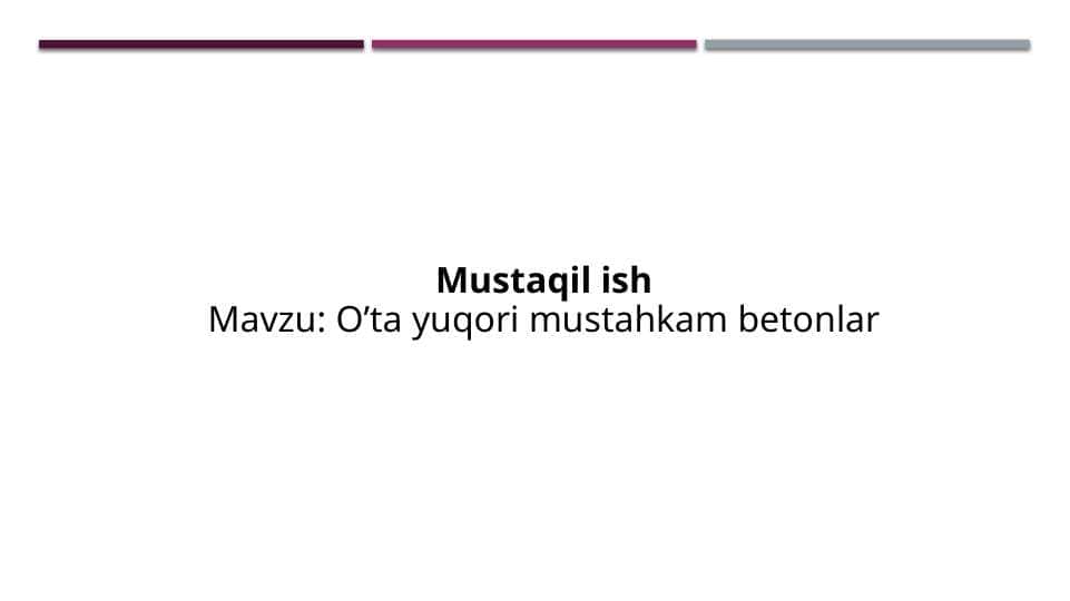 O’ta yuqori mustahkam betonlar